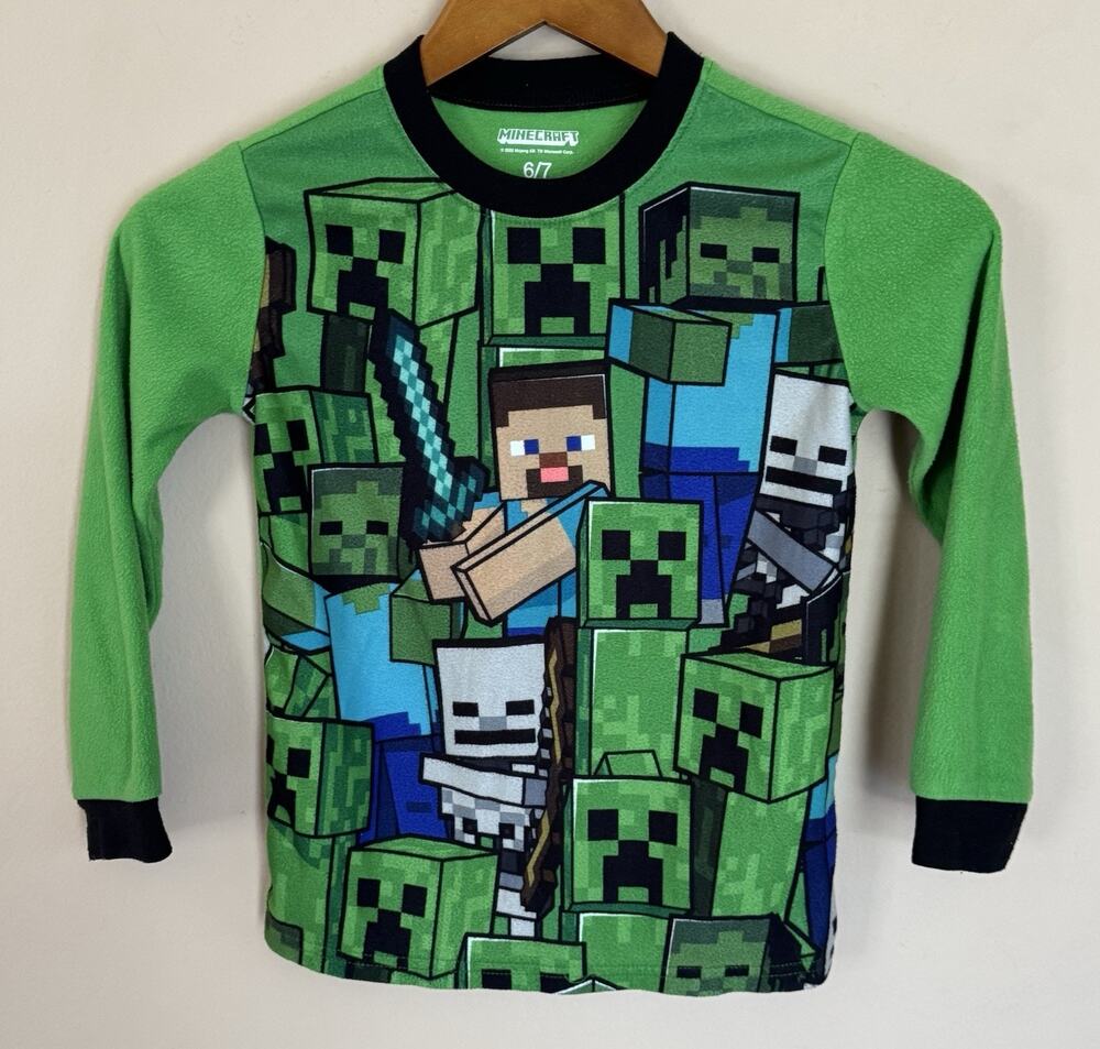 Four Minecraft Size 6 Tops + 1 Bottom Creeper Block